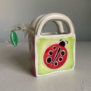 GANZ Ceramic Bag Painted Ladybug Bag Vase